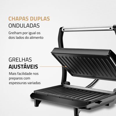Press Grill Master Press Mondial Preto e Inox 1000W PG-01 220