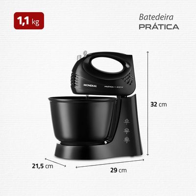 Batedeira Mondial Prática Preta B-44-B 220