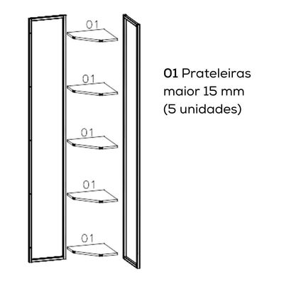 Estante De Canto 5 Prateleiras 202 Cm Li022 Canela Branco Kpb