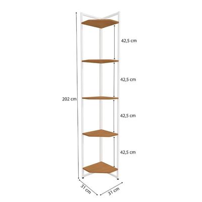 Estante De Canto 5 Prateleiras 202 Cm Li022 Canela Branco Kpb