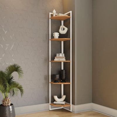 Estante De Canto 5 Prateleiras 202 Cm Li022 Canela Branco Kpb