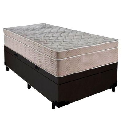 Cama Box Baú Suede Solteiro + Colchão Sereneprime Molas Ensacadas 88x188x69 Cor:preto