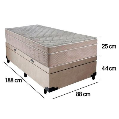 Cama Box Baú Suede Solteiro + Colchão Sereneprime Molas Ensacadas 88x188x69 Cor:bege
