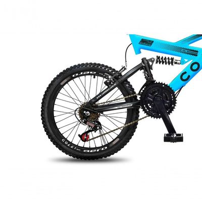 Bicicleta Gps Aro 20 Dupla Suspensão 21 Marchas Colli Azul Claro