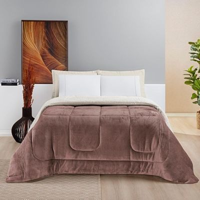 Coberdrom Sherpa E Flannel Everest Solteiro Manta Alta 150g 01 Peça - Rose - Qualidade Impecável!