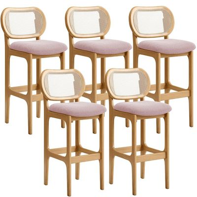 Kit 05 Banquetas Altas Para Cozinha Bancada Sala Tela Betta Fixa L02 Bouclê Rosê - Lyam