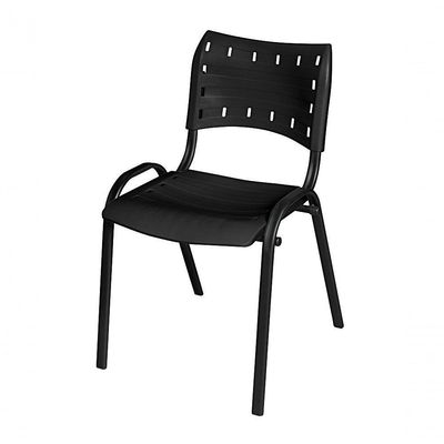 Cadeira Iso Base Preto Escola, Escritório Preto - Kit 2 Un
