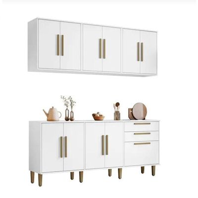 Cozinha Completa 11 Portas 2 Gavetas Lorena Kaiki Móveis - Branco