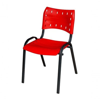 Cadeira Iso Base Preto Escola, Escritório Vermelho Kit 10 Un
