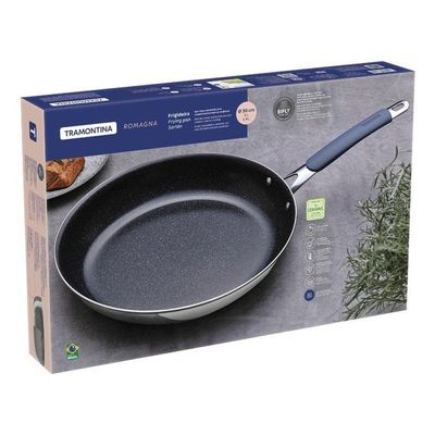 Frigideira Tramontina Romagna Aço Inox E Alumínio 30cm Com Revestimento Cerâmico Black Stone