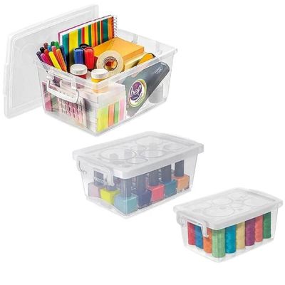 Conjunto 3 Caixas Organizadoras Plásticas Com Trava Ordene Bel Fit Transparente Plásticas