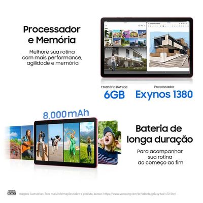 Tablet Samsung Galaxy Tab S10 Lite 128GB WiFi - Vermelho, com Caneta S Pen e Capa, RAM 6GB, Tela 10.9"