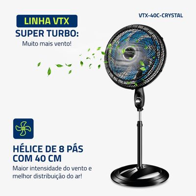 Ventilador de Coluna  Super Turbo 8 Pás Mondial - VTX-40C-CRYSTAL 127V