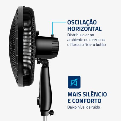 Ventilador Coluna 40cm Super Power Mondial Preto e Prata 140W VSP-40C-NB 127V
