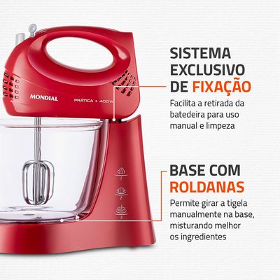 Batedeira Pratic Due Mondial Vermelho 400W B-45-R 110