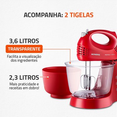 Batedeira Pratic Due Mondial Vermelho 400W B-45-R 110