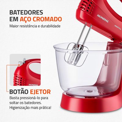 Batedeira Pratic Due Mondial Vermelho 400W B-45-R 110