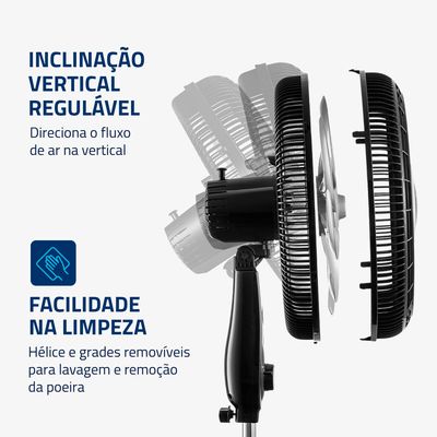 Ventilador Coluna 40cm Super Power Mondial Preto e Prata 140W VSP-40C-NB 220V