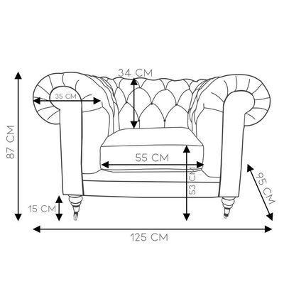 Poltrona Decorativa Chesterfield Duo Couro