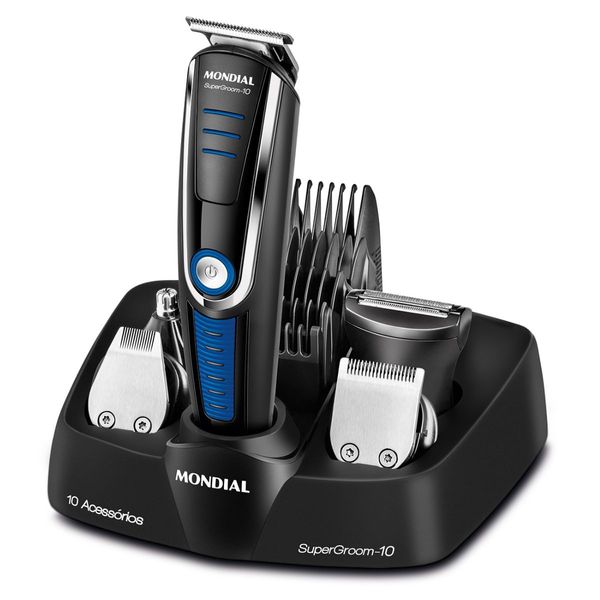 Aparador de Pelos Mondial Super Groom 10 BG-03 Preto/Azul BIV BIVOLT