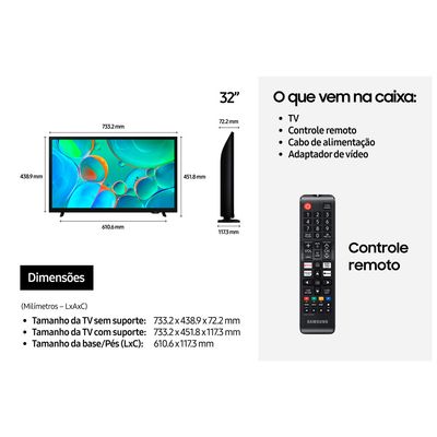 Smart TV Samsung 32" HD H5000F 2025 - UN32H5000FGXZD
