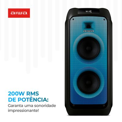 Caixa de Som PartyBox AIWA PB-05 Bluetooth 20H RGB USB TWS Preto BIV