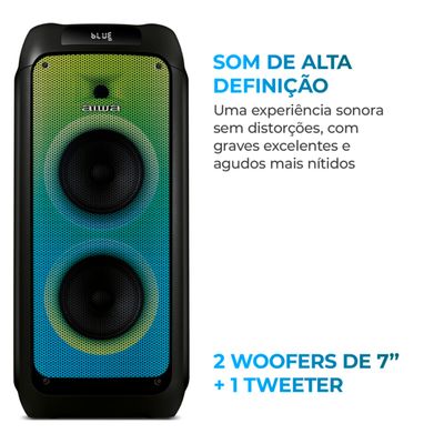 Caixa de Som PartyBox AIWA PB-05 Bluetooth 20H RGB USB TWS Preto BIV