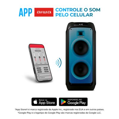 Caixa de Som PartyBox AIWA PB-05 Bluetooth 20H RGB USB TWS Preto BIV