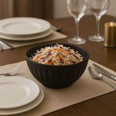 Jogo 12 Tigelas Redonda Saladeira Plástico Preto 1L 18x7,5cm Uz Pipoca Sobremesa