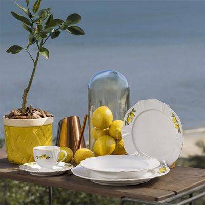Jogo de 6 Pratos Fundos Oxford Soleil Limoni 24cm Porcelana