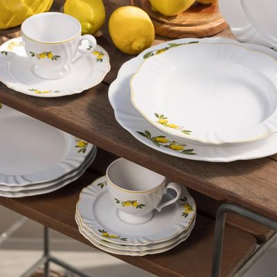 Jogo de 6 Pratos Fundos Oxford Soleil Limoni 24cm Porcelana