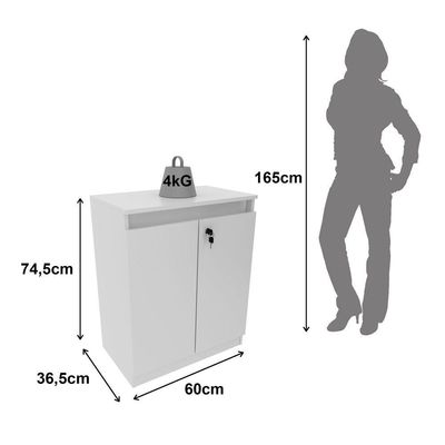 Balcão Para Escritório 60cm Com 1 Prateleira 2 Portas E Chave Branco
