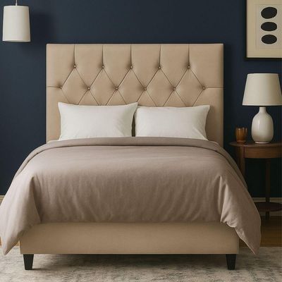 Cabeceira Para Cama Solteiro 90 Cm Camille Com Frame Suede Bege