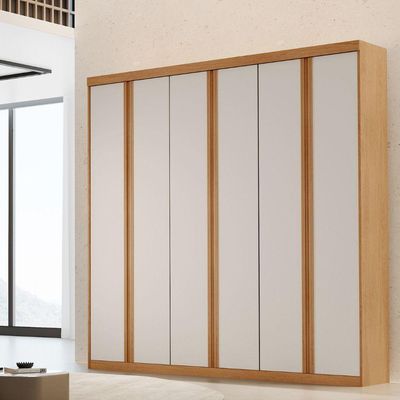 Guarda Roupa Casal Boston 6 Portas 4 Gavetas Moderna Naturalle/off White