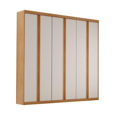 Guarda Roupa Casal Boston 6 Portas 4 Gavetas Moderna Naturalle/off White