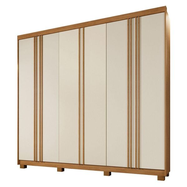 Guarda Roupa Porto 6 Portas Ripado 4 Gavetas 10 Prateleiras Cinamomo Off