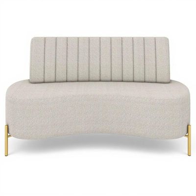 Sofá 2 Lugares 160cm Pés Aço Dourado Tamar Boucle Areia Z08 - Mpozenato