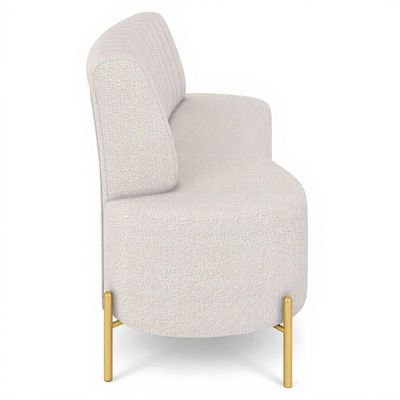 Sofá 2 Lugares 160cm Pés Aço Dourado Tamar Boucle Areia Z08 - Mpozenato