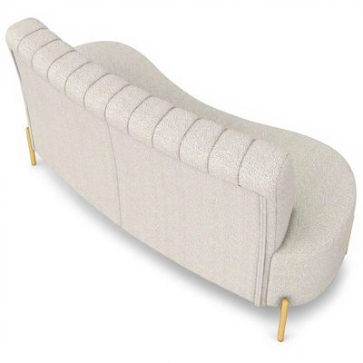 Sofá 2 Lugares 160cm Pés Aço Dourado Tamar Boucle Areia Z08 - Mpozenato