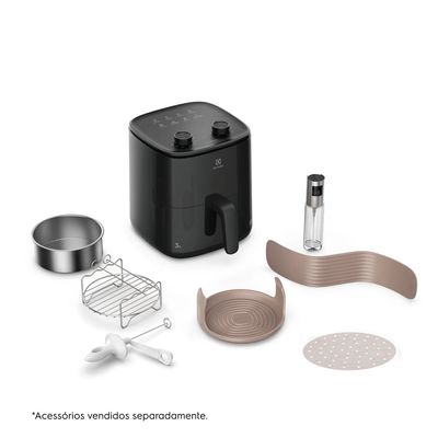 Air Fryer Electrolux por Rita Lobo 3L Preta Efficient c/ Desligamento Automático 1200W (EAF05) 220V