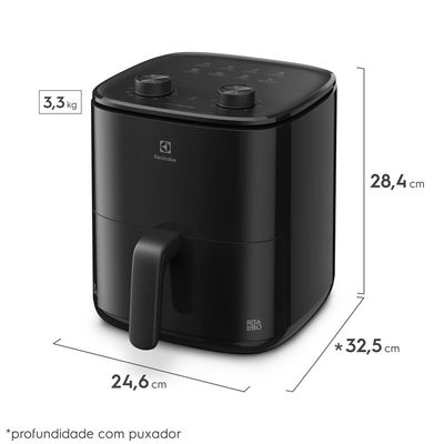 Air Fryer Electrolux por Rita Lobo 3L Preta Efficient c/ Desligamento Automático 1200W (EAF05) 220V