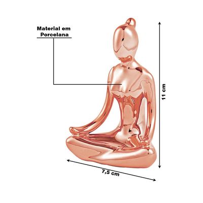 Escultura Decorativa de Yoga em Porcelana 1 Rose - Gran Belo