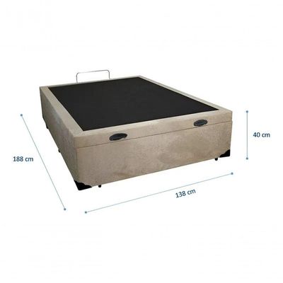 Cama Box Baú Casal 138 Bello Box - Suede Bege