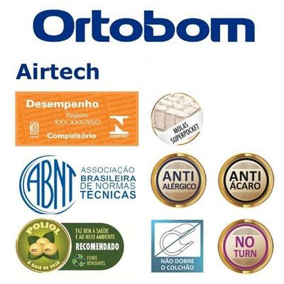 Cama Box Baú King Sintético Bipartido + Colchão Ortobom Airtech Molas Ensacadas 65x193x203 Cor:bege