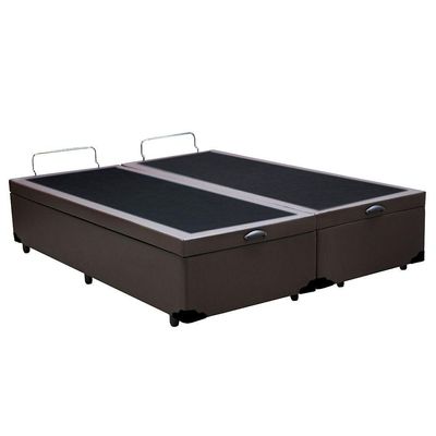 Cama Box Baú Blindado Queen Bipartido Homequeen Sintético Marrom 41x158x198
