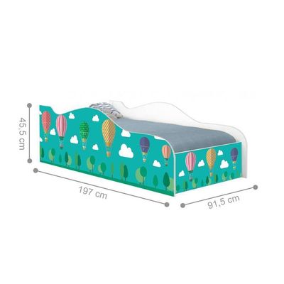 Cama Carro Fun Adesivada Balão No Céu Solteiro
