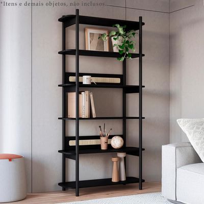 Estante 180 Cm 6 Prateleiras Pes Madeira Oslo 27965 Nero Artesano Nero