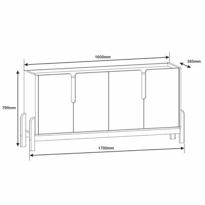 Buffet 4 Portas C- Prateleiras Luna 1,70 Off-white-cedro