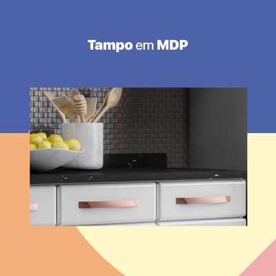 Cozinha De Aço Completa Telasul Mirage Com Balcão Branco