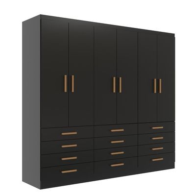 Guarda Roupas New Mônaco 6 Portas E 12 Gavetas - Black Black